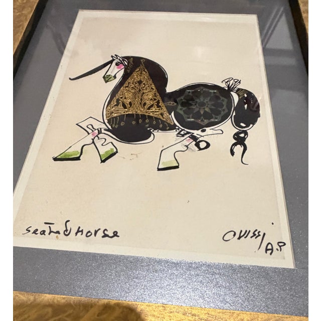 Gold Late 20th Century Nasser Ovissi - Sea Horse, Artist’s Proof, Mixed Media on Paper For Sale - Image 8 of 10