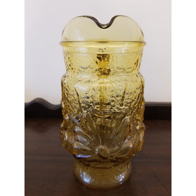 Anchor Hocking Vintage Anchor Hocking Rainflower Amber Glass Pitcher For Sale - Image 4 of 8