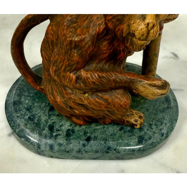 English Vintage Petite Choses Monkey and Palm Tree Double Candlestick Holder Candelabra For Sale - Image 3 of 8