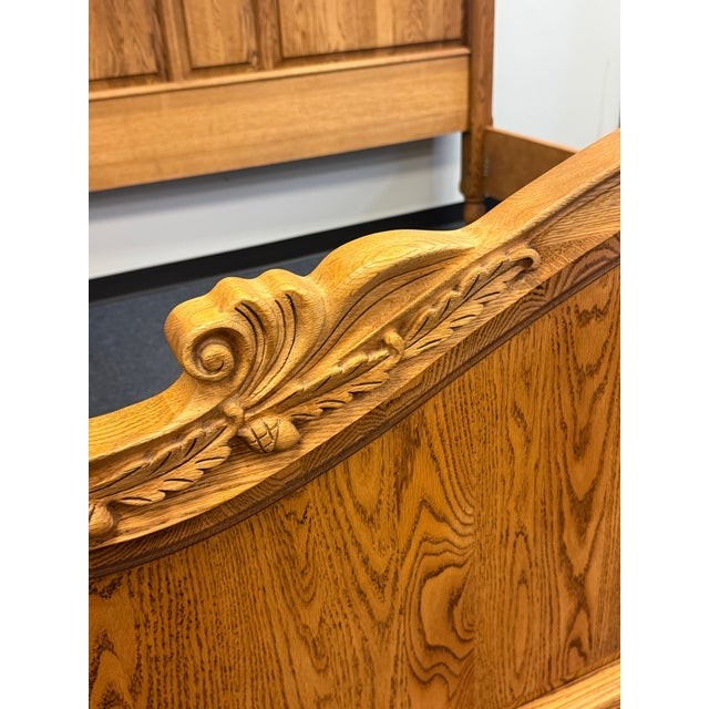 Brown Vintage Oakwood Interiors Carved King Size Bed For Sale - Image 8 of 12