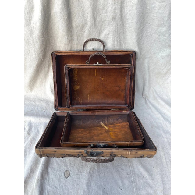 Pair of Woven Bamboo Nesting Carrying Case For Sale - Image 9 of 11