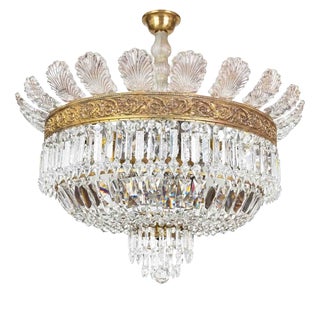 Large Italian Gilded Bronze and Crystal 6-Light Chandelier, 1960s For Sale