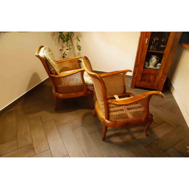 Wood German Chippendale Cane Armchairs by Adolf Wrenger, 1960s, Set of 2 For Sale - Image 7 of 18