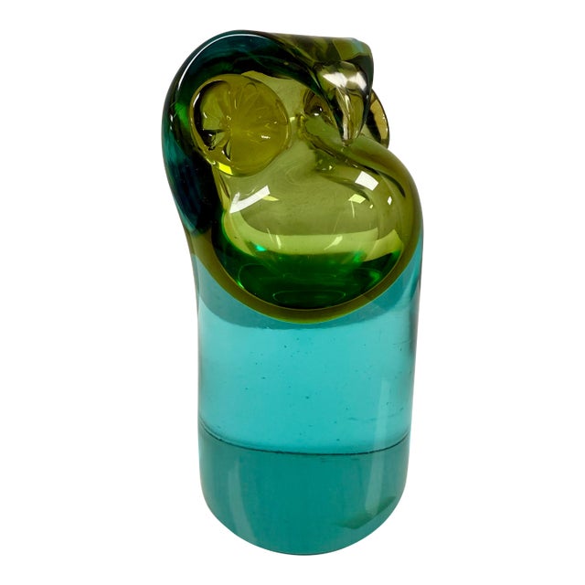 Salviati for Sommerso Vintage Murano Glass Owl Sculpture For Sale