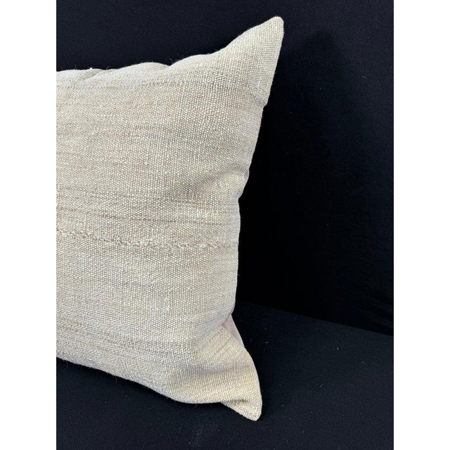 Turkish Hemp Pillow Cushion Natural Beige Pillow Cushion Cover 24"x24" For Sale - Image 4 of 4