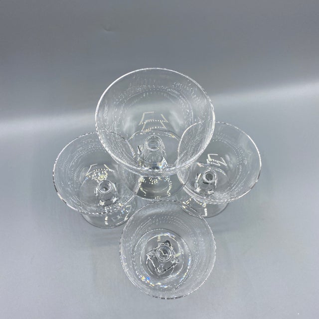 Champagne/Shebert Crystal Stemware "Aquarius Clear" by Bryce- Set of 4 For Sale - Image 4 of 12