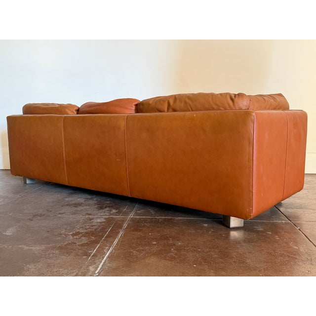 Vintage 1970's Cognac Leather Sofa For Sale - Image 14 of 18