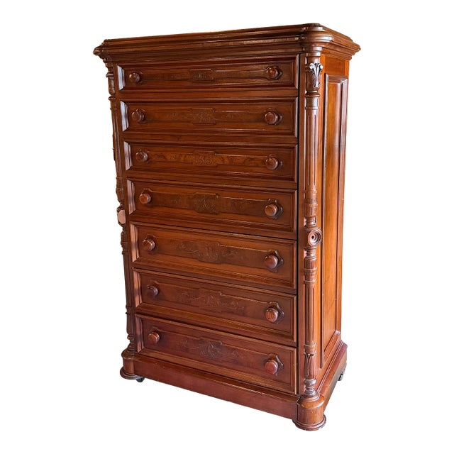 Late 19th Century Antique Walnut Highboy Dresser For Sale