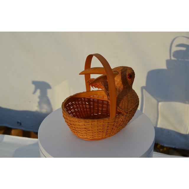 Tan Petite Rabbit Shaped Wicker Basket For Sale - Image 8 of 11