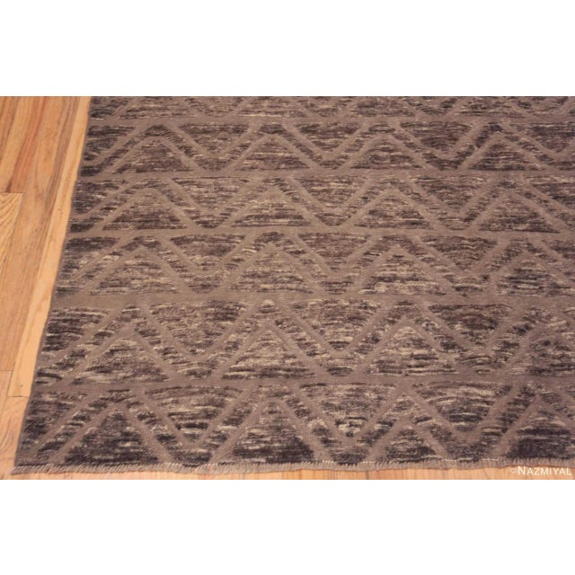 Tribal Neutral Grey Color Tribal Geometric Triangle Chevron Pattern Modern Rug For Sale - Image 3 of 5