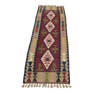1970s Turkish Tribal Style Handmade Oushak Kilim Runner Rug For Sale