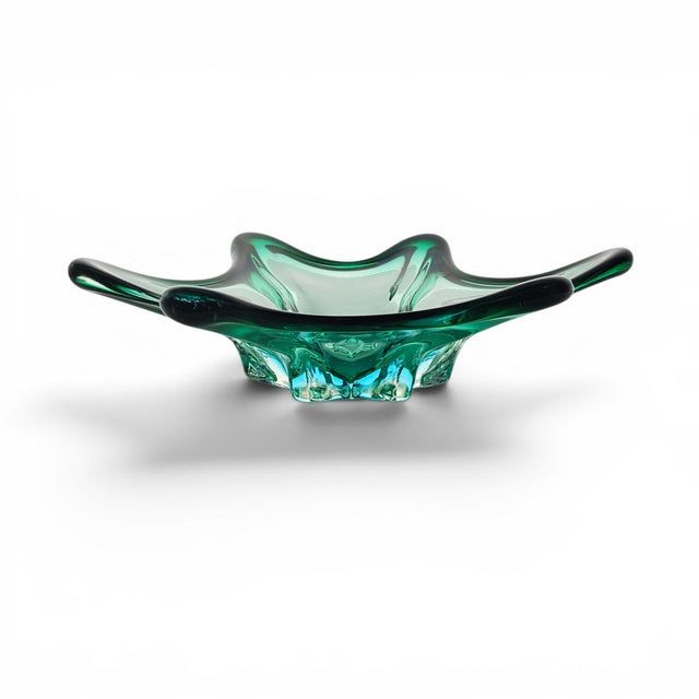 Murano Sommerso Emerald & Aquamarine Sculptural Star Art Glass Bowl 11.25" For Sale In San Francisco - Image 6 of 18