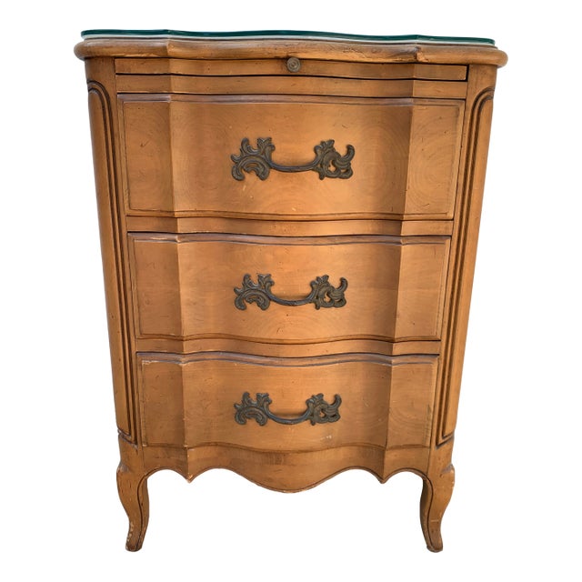 1960s 3-Drawer Nightstand With Glass Top For Sale