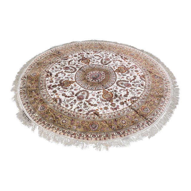 6ft Floral Medallion Silk Rug For Sale