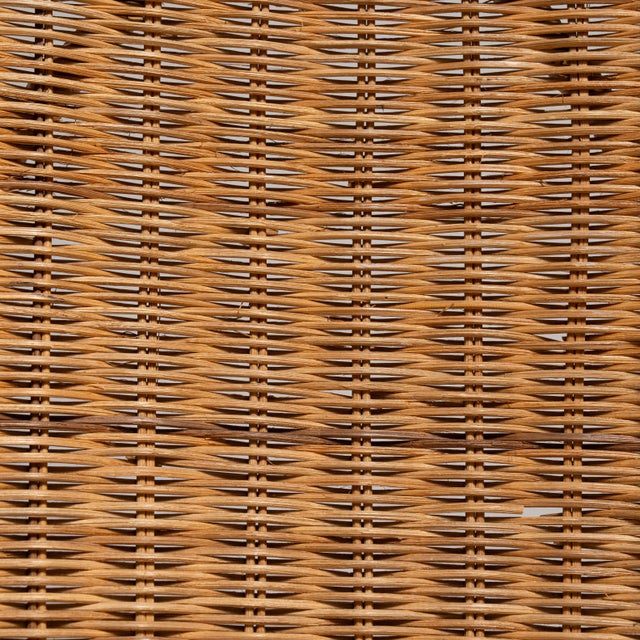 1960s French Mid- Century Modern Rattan Woven Chair with Upholstered Seat For Sale - Image 13 of 15
