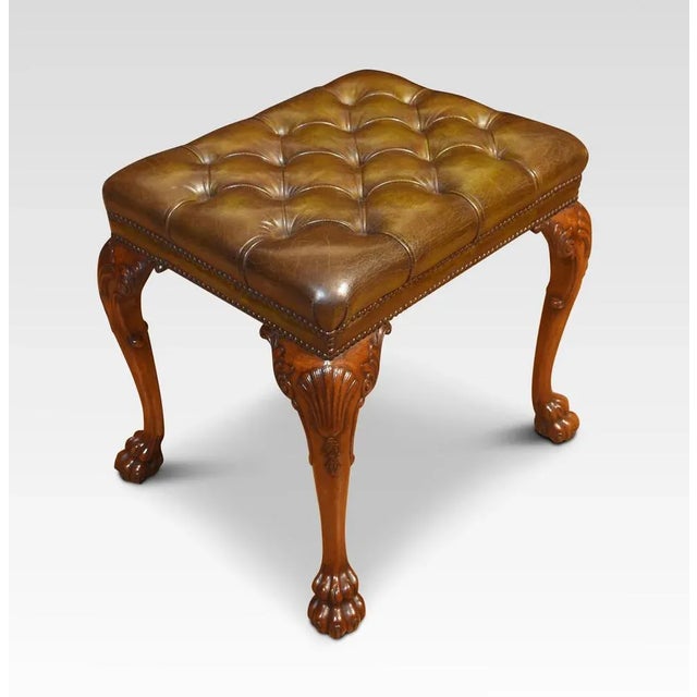 Brown Vintage Leather Upholstered Stool For Sale - Image 8 of 10