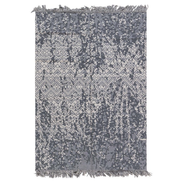 Contemporary Abstract Petra Gray Handmade Wool Rug by Doris Leslie Blau For Sale