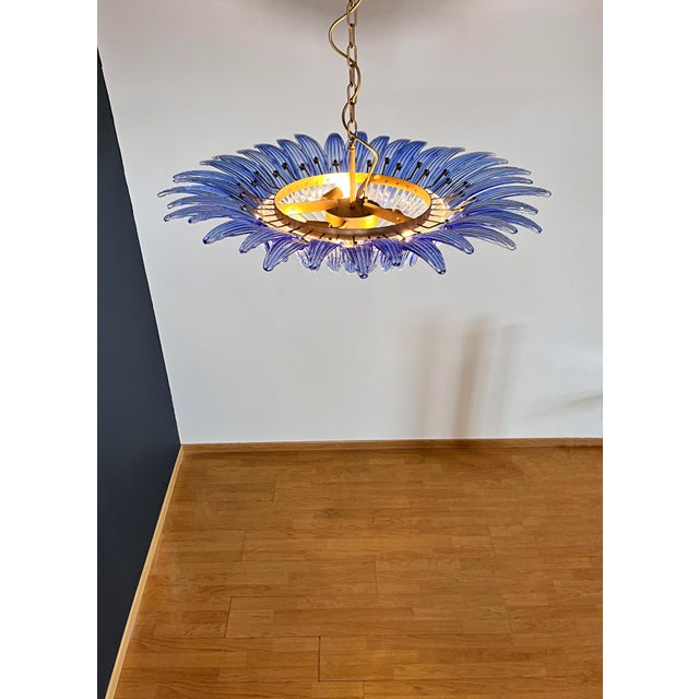 Murano Pendant Light with Palmette and Blue Glasses, 1990 For Sale - Image 15 of 18