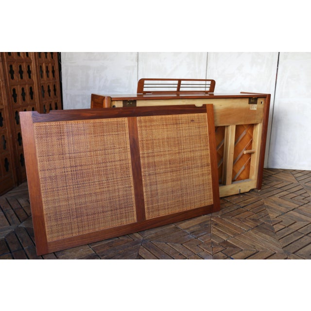 Mid-Century Modern Baldwin Acrosonic Walnut Upright Piano With Cane Panels, Circa 1960s For Sale - Image 17 of 18