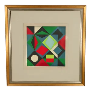 Original Op Art Abstract Color Screenprint "Planetary Folklore" by Victor Vasarely 1968 Signed #2/250