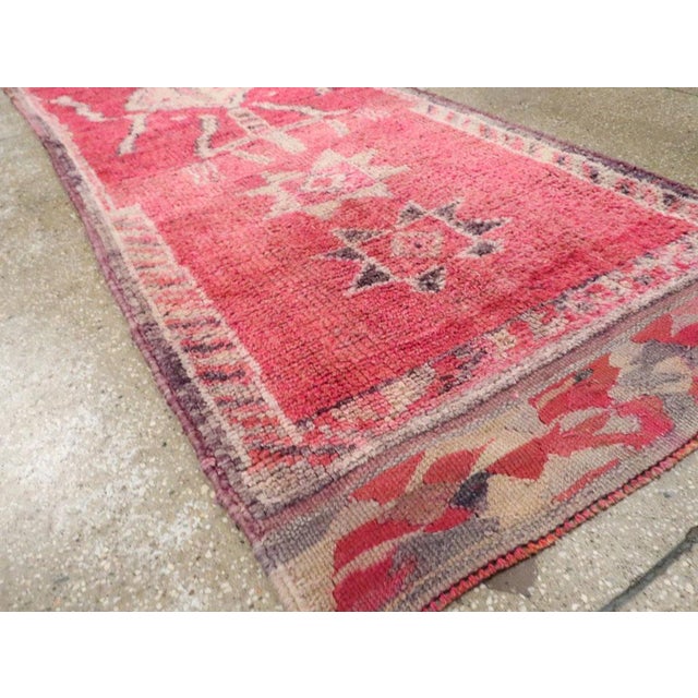 Raspberry Pink Galerie Shabab Collection Mid-20th Century Turkish Anatolian Runner For Sale - Image 8 of 10