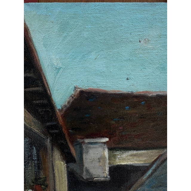 Vintage 1970's Oil Painting French Village For Sale In Los Angeles - Image 6 of 9