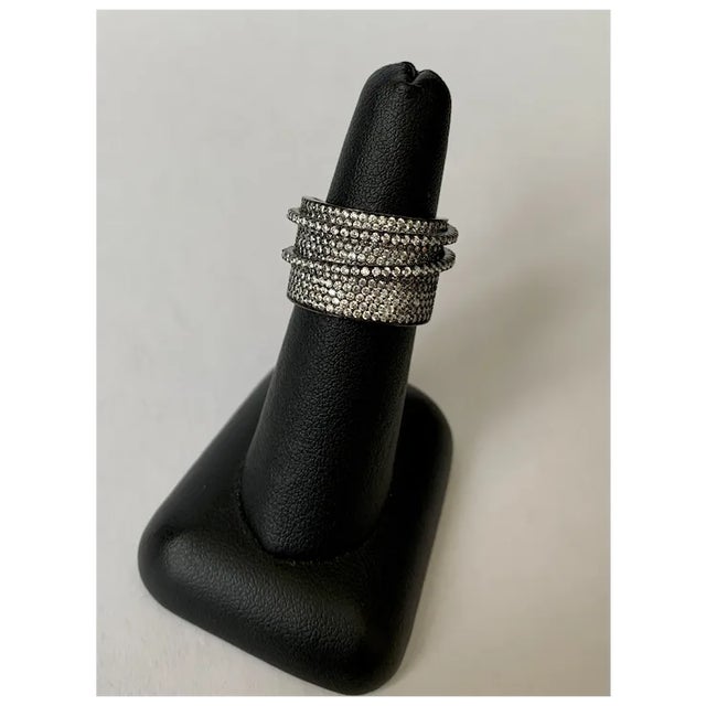 Contemporary Sterling and Swarovski Crystal Cigar Band Ring, Size 6 For Sale - Image 3 of 13