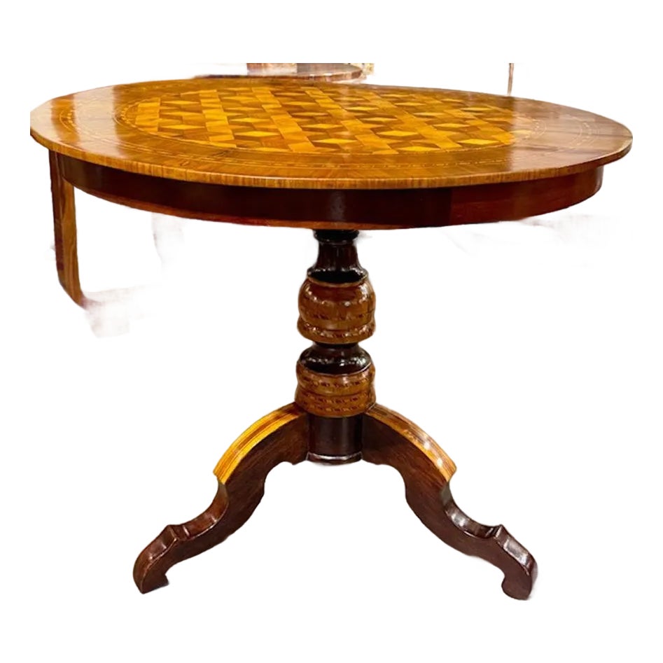 19th Century Italian Round Inlaid Table | Chairish