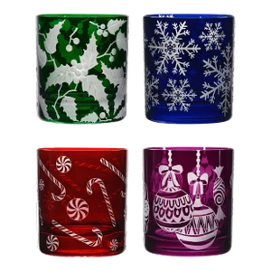 ARTEL Holiday Collection Double Old Fashioned Glass, Assorted Set of 4