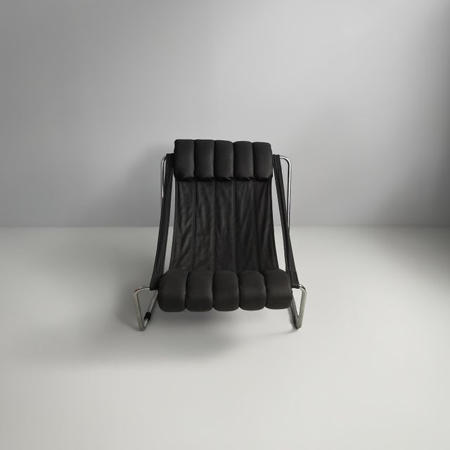 Italian Space Age armchair by Corsini and Wiskemann for Cinova, 1970s Armchair with a chrome-plated tubular steel frame...