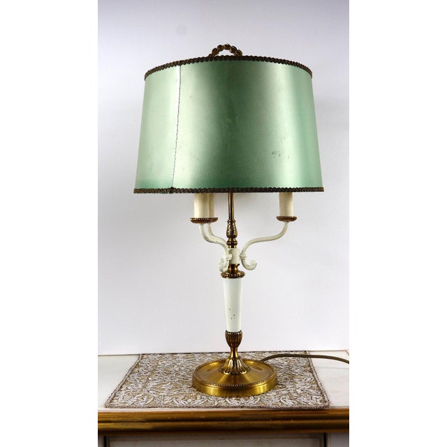 Metal French Bouillotte Brass Shade Table Lamp from Unbekannt, 1950s For Sale - Image 7 of 11