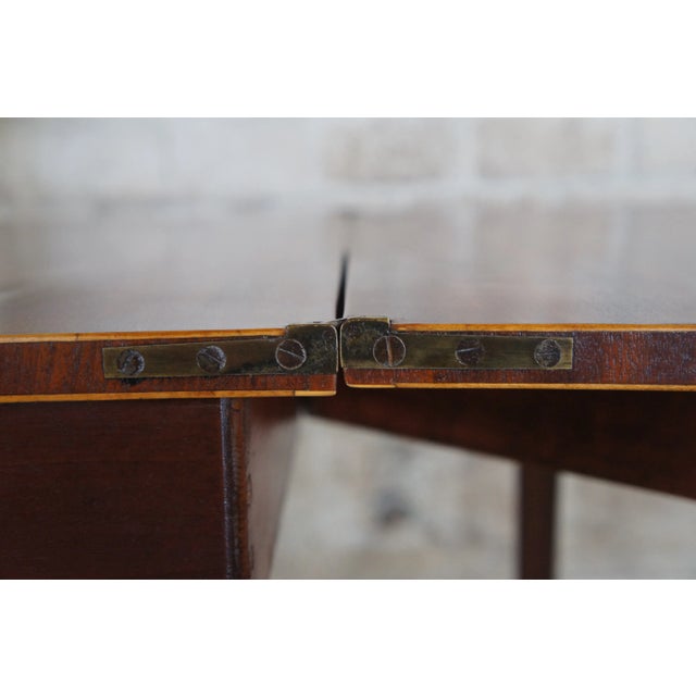 Late 19th Century Antique Georgian Mahogany Inlaid Flip Top Gateleg Game Card Table For Sale - Image 10 of 12