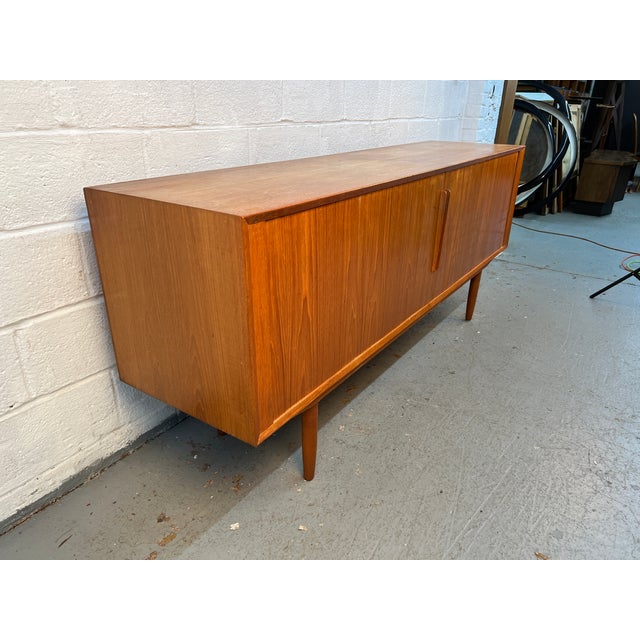 Wood Mid-Century Modern Teak Credenza W/ Tambour Doors For Sale - Image 7 of 18