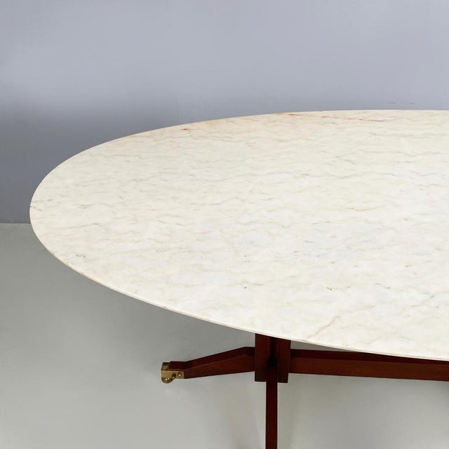 Mid-Century Italian Modern Dining Table in Marble, Wood and Brass, 1960s For Sale - Image 4 of 17