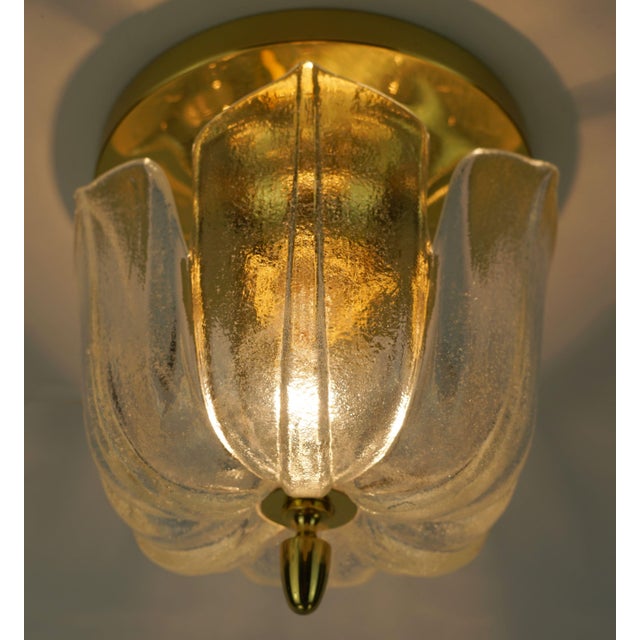 Metal Model A475 3031 Flush Mount with Flower-Shaped Glass Shade from Glashütte Limburg, 1970s For Sale - Image 7 of 16