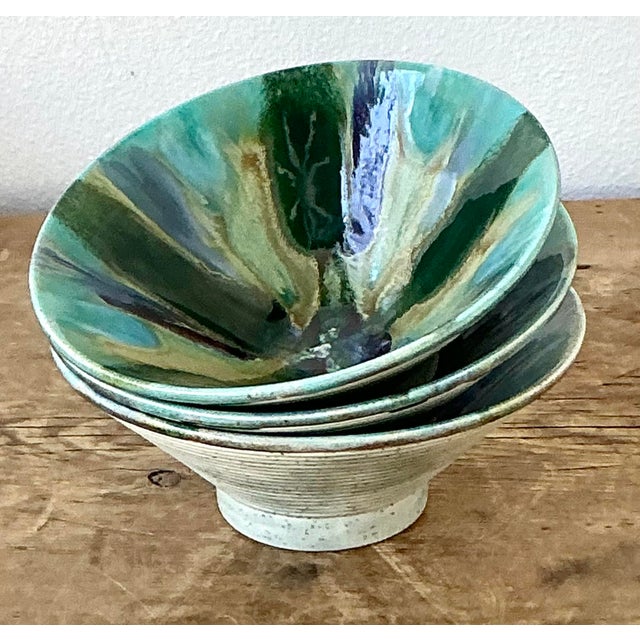 Mid-Century Modern Vintage Boho Original Studio Pottery Nut Bowls - Set of 3 For Sale - Image 3 of 10