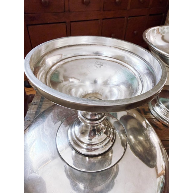 1910s Antique Silver Plated Dessert Stands From Grand Hotel Ligure in Turin Italy - Set of 2 For Sale - Image 5 of 10