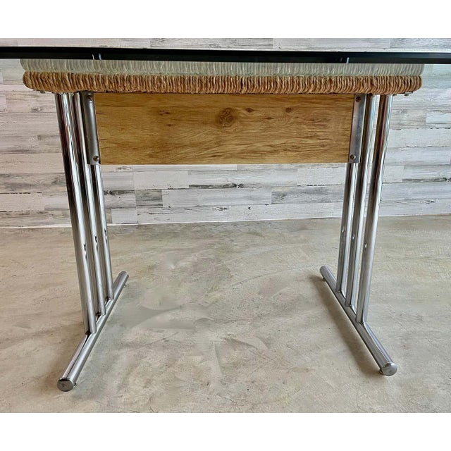 1960s 1960s Chrome With Woven Rush Dining Table For Sale - Image 5 of 13