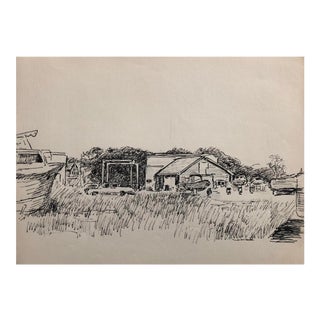 1970s Drydock Drawing by Hayward Cirker For Sale
