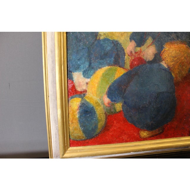 Vilma Vrbova-Kotrbova, Children with Balloons, 1961, Oil on Canvas, Framed For Sale - Image 4 of 14