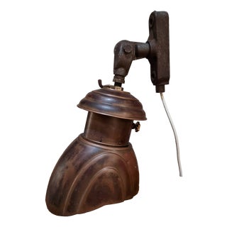 Art Deco Copper Wall Lamp with Prismatic Glass Reflector, 1920s For Sale