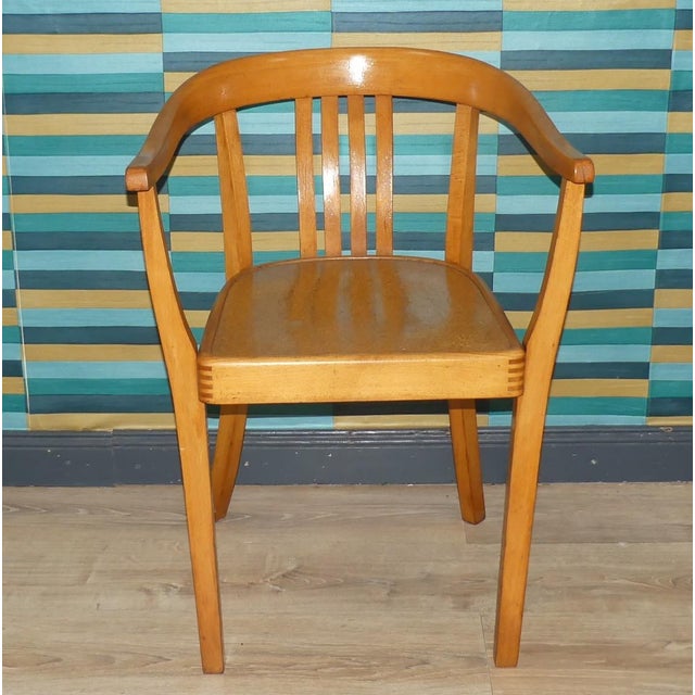 Beautiful original from the 1940s/50s CLASSIC 2 available Armchair with a beautifully curved wooden frame Seat with a...