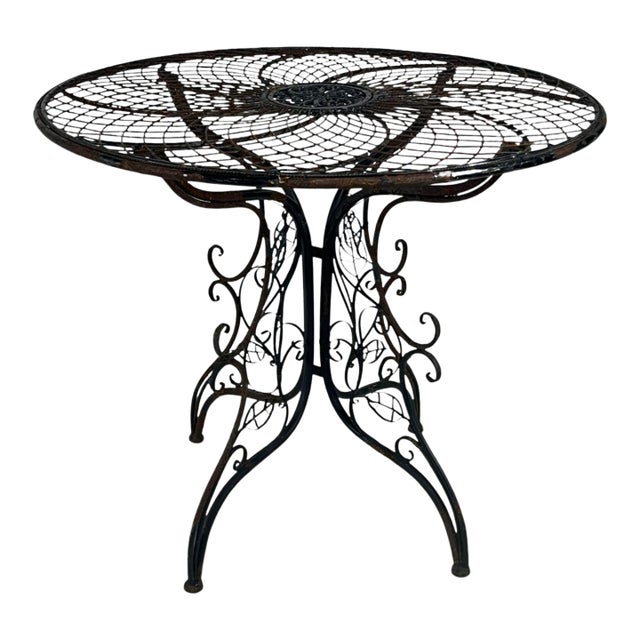 Vintage Ornate Metal Outdoor Table For Sale