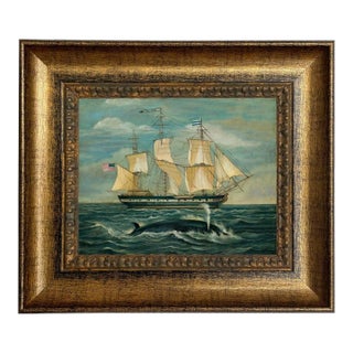 American Whaling Ship With Sperm Whale 8x10" Framed Print on Canvas For Sale