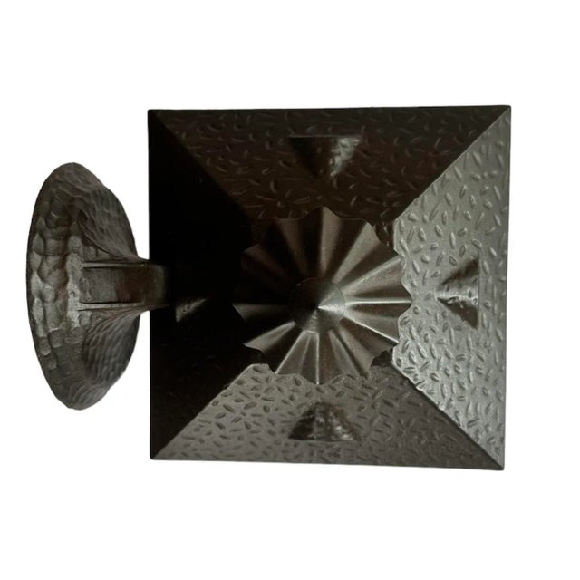 Cast Hammered Pattern Wall Sconces With Original Clear Pebble Glass, Circa 1940 For Sale - Image 4 of 7