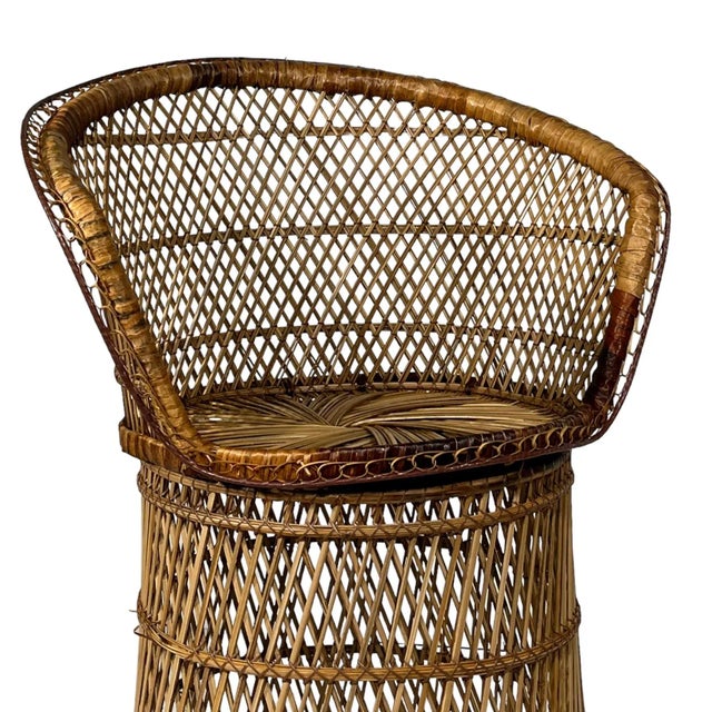 Boho Chic Bohemian Emmanuelle Style Woven Wicker Side Chair C 1970's For Sale - Image 4 of 11