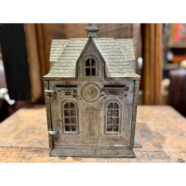 Metal Antique Cast Iron Home Savings Bank With Original Coin Boxes and Lock For Sale - Image 7 of 10