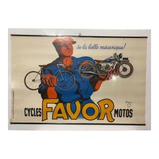 1930s French Favor Cycles Motos Poster For Sale