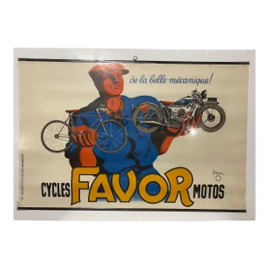 1930s French Favor Cycles Motos Poster