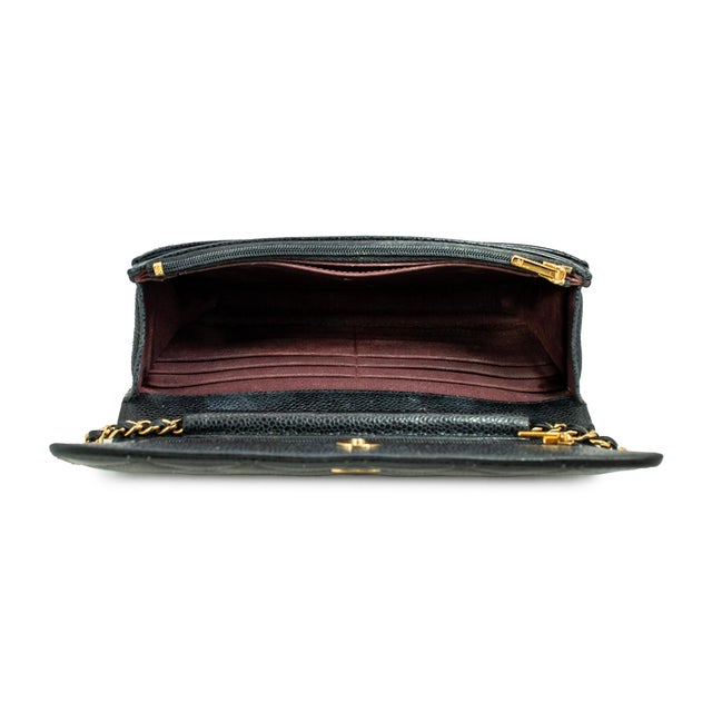 Chanel Classic Quilted Black Lambskin Wallet on Chain With Gold Hardware Bag For Sale - Image 9 of 13